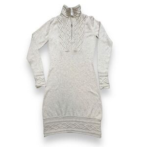 Athleta Sawtooth Sweater Dress Wool Cotton Blend Size XS Beige/Oatmeal